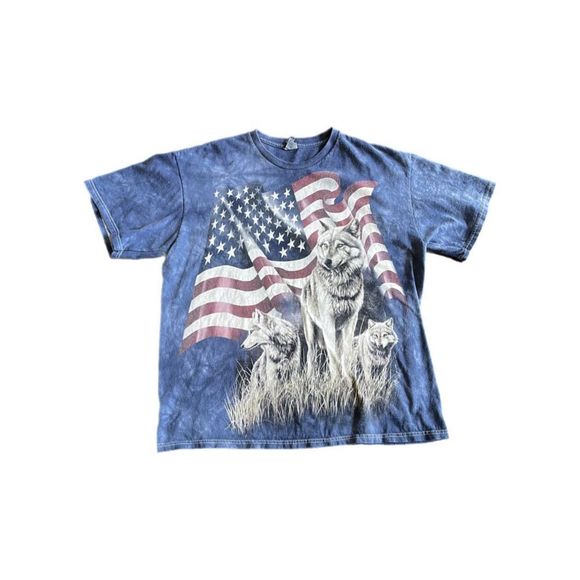 Wolves & American Flag Tie Dye Tee - Picture 1 of 3